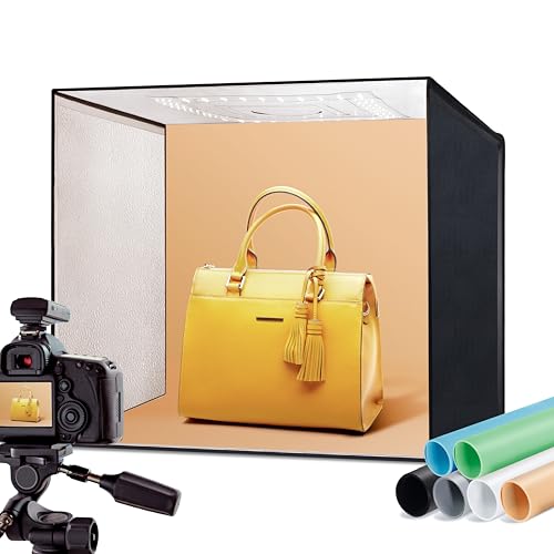 50W Photo Light Box, 20"x20" Lightbox for Product Photography | Dimmable LED Lights(CRI>97, 5500K, 120 LEDs), 6 Anti-Wrinkle backdrops, Multi-Angle Shooting, Portable&Quick Setup - size: 20*20*20 inch