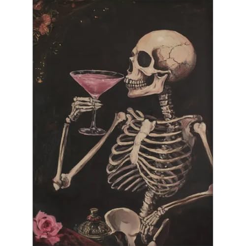KICHANG Skull Diamond Art Kits for Adult Diamond Painting Kit for Beginner | Skeleton 5D DIY Diamond Dots Full Drill Crafts for Gem Art Dot Art for Adults Home Wall Decor for Teens Boys Girls 12x16 inch - color: DP04440