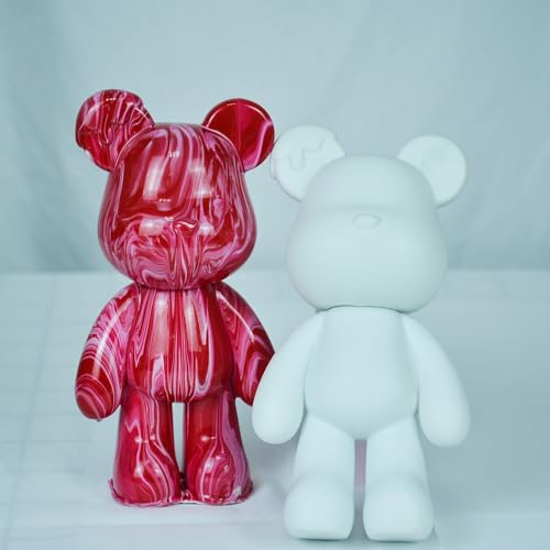 Fluid Bear Painting Figurine, DIY Bear Figure for Home Decoration (8 Inch, Blank Mold) - size: 8 Inch