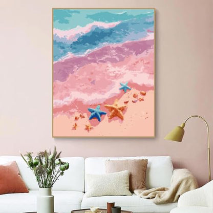 ZRIZQ Paint by Numbers Kit for Adults Beginner,Beach Scenery,16x20 | Full set with rich paints,wooden brushes,rolled canvas.Calming activity.Beginner friendly.Just open and paint. - color: 16"X20"Rolled Canvas-Landscape 10
