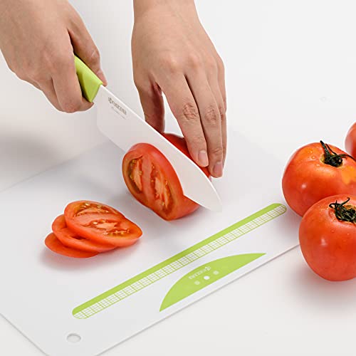 KYOCERA Revolution 2-Pc Ceramic Knife Set: 5.5” Santoku & 4.5” Utility | KYOCERA Revolution Ceramic Knife Duo: 5.5” Santoku & 4.5” Utility Blades for Precise Slicing, Trimming, and Daily Meal Prep - color: White/Green