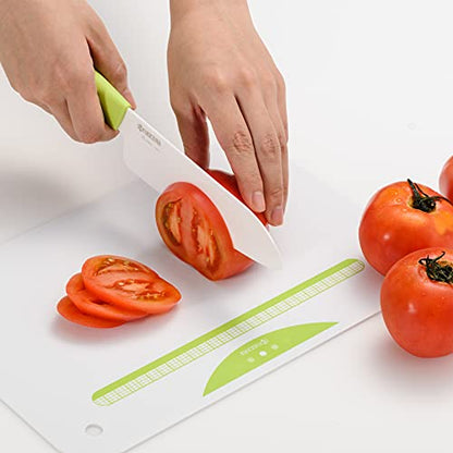 KYOCERA Revolution 2-Pc Ceramic Knife Set: 5.5” Santoku & 4.5” Utility | KYOCERA Revolution Ceramic Knife Duo: 5.5” Santoku & 4.5” Utility Blades for Precise Slicing, Trimming, and Daily Meal Prep - color: White/Green