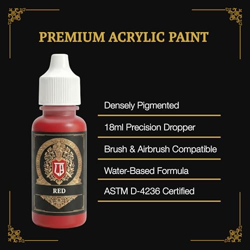 Ludus Bellum Miniature Paint Red Color 18ml Precision Dropper Bottle | Professional Acrylic Paint for Miniatures & Models, Provides Quality Acrylic Tones and Shades for Warhammer 40K D&D Figures - color: Red