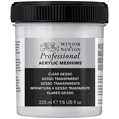 Winsor & Newton Professional Acrylic Medium, Clear Gesso, 225ml | Creates a clear textured ground that improves paint adhesion while preserving the natural color of your painting surface. - color: Clear Gesso, style: 225ml (7.6-oz)
