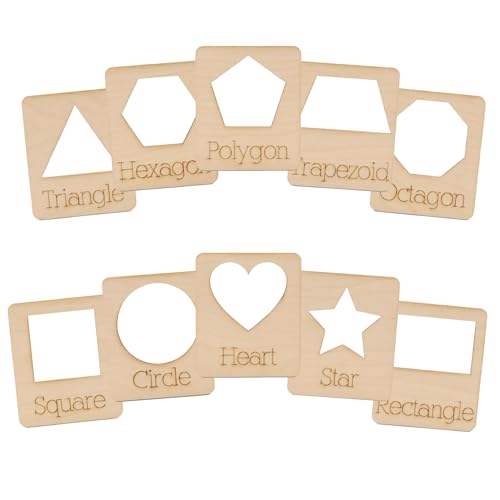 Geometry Set Shape Stencils for DIY Painting & Drawing, 10 Reusable Geometric Shapes, 4 Inch, Pack of 3, Educational Home School Essentials, by Woodpeckers