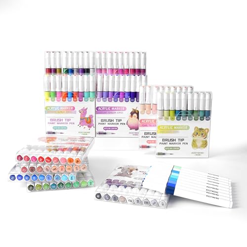 ROSYMENG 9 Color Acrylic Paint Pens,Quick-Drying Waterproof Acrylic Paint Markers, Soft Brush Tip Acrylic Markers for Canvas, Rock Painting, Wood, Stone, Glass, Ceramic, Fabric Painting, DIY Crafts - color: Apple Dog Series