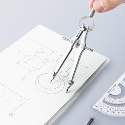 M&G Professional Metal Geometry Compass, 6.69 Inch Maximum Diameter Compass Geometry Tool, Lockable Distance Includes Extra Lead, Ideal for Drafting & Drawing - style: Classic