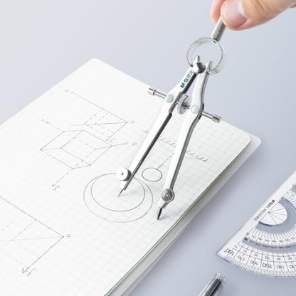 M&G Professional Metal Geometry Compass, 6.69 Inch Maximum Diameter Compass Geometry Tool, Lockable Distance Includes Extra Lead, Ideal for Drafting & Drawing - style: Classic