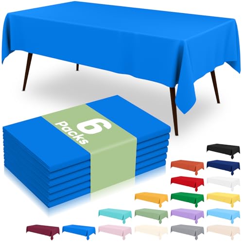 misaya 6 Packs Plastic Table Cloth Blue Disposable Tablecloth - color: Blue, size: 54" X 108"