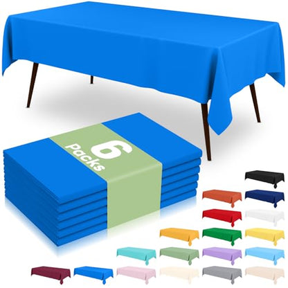 misaya 6 Packs Plastic Table Cloth Blue Disposable Tablecloth - color: Blue, size: 54" X 108"