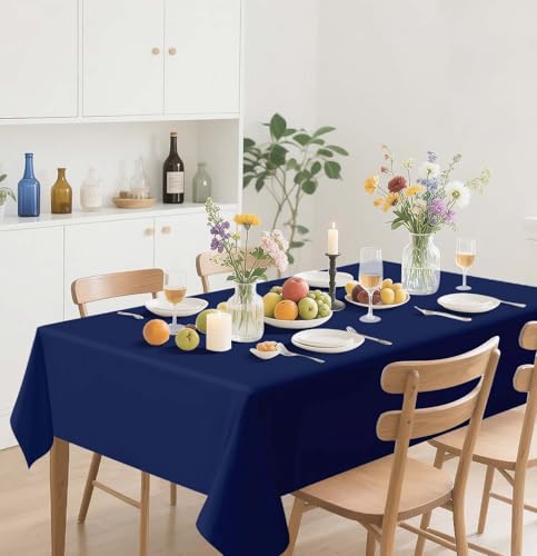 HEIPINIUYE 2 Pack Navy Blue Tablecloth Disposable 54 x 108 Inch Navy Blue Plastic Table Cloth Disposable Waterproof Rectangle Table Cover for Party Birthday Camping Picnic Tablecloths - color: Navy Blue Rectangle Tablecloth, size: 2 Pack