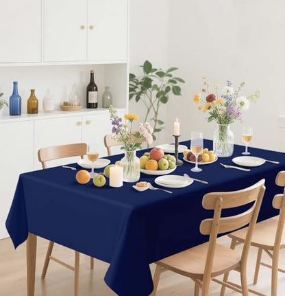 HEIPINIUYE 2 Pack Navy Blue Tablecloth Disposable 54 x 108 Inch Navy Blue Plastic Table Cloth Disposable Waterproof Rectangle Table Cover for Party Birthday Camping Picnic Tablecloths - color: Navy Blue Rectangle Tablecloth, size: 2 Pack