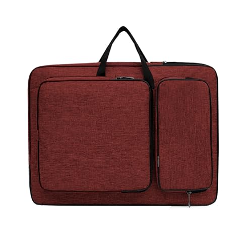8K Artist Portfolio Carry Backpack Case Versatile Art Bags Waterproof Adjustable Drawing Board Backpack Art Storage Bags for Artworks Painting Drawing Sketching 19.7” x 14.6” x 2.4”(Red) - color: Red