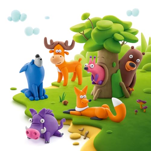 HEY CLAY Forest Animals - Claymate Bear - Air Dry Clay Kit 3 cans and Sculpting Tools with Fun Interactive Instructions App - color: Bear