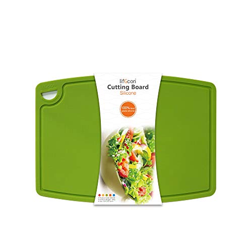 Liflicon Extra Large Thick Silicone Cutting Board 14.6'' x 10.43'' Chopping Board Flexible Cutting Mats Dishwasher Safe-Green - color: Green, size: 14.6"L x 10.4"W