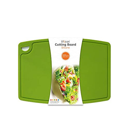 Liflicon Extra Large Thick Silicone Cutting Board 14.6'' x 10.43'' Chopping Board Flexible Cutting Mats Dishwasher Safe-Green - color: Green, size: 14.6"L x 10.4"W