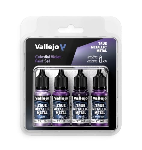Vallejo - Celestial Violet Set, True Metallic Metal, 4 Bottles x 0.6 fl.oz. - color: Celestial Violet