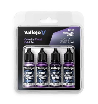 Vallejo - Celestial Violet Set, True Metallic Metal, 4 Bottles x 0.6 fl.oz. - color: Celestial Violet