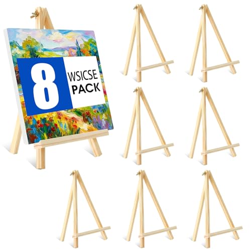 8 Pack Tabletop Wooden Easels, 11.8 in Adjustable Foldable Art Stand | Compact Folding Design, Adjustable Angle, For Kids, Students, Displays, Photos, Crafts And Small Canvas