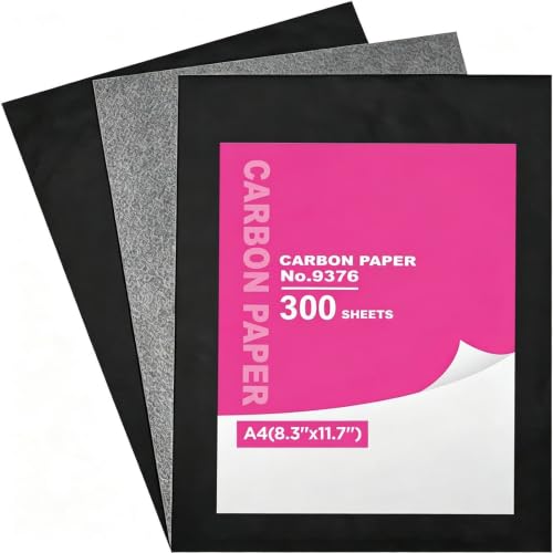 300 Sheets Carbon Paper Sheets, 8.3"x11.7" A4 Carbon Transfer Paper, Graphite Paper for DIY Woodworking, Paper, Canvas and Other Art Craft Surfaces(CA_B-01) - color: CA_B-01 Black