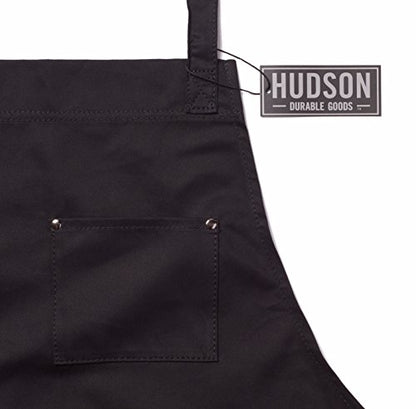 Hudson Durable Goods - Professional Grade Chef Apron for Kitchen, BBQ & Grill - color: Black