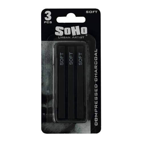 SoHo Urban Artist Compressed Charcoal Sticks, Pack of 3 - size: 3 Pack, style: Soft