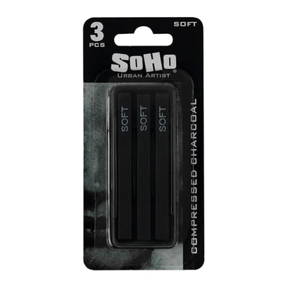 SoHo Urban Artist Compressed Charcoal Sticks, Pack of 3 - size: 3 Pack, style: Soft