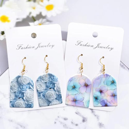 6 Pcs Transfer Paper for Polymer Clay, 3D Floral Rose Butterflies Shells Pattern Clay Transfer Sheets, Water Soluble Polymer Clay Transfer Sheets Paper for DIY Jewelry Earrings Making 5.8"X3.9"