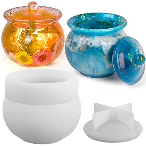 Jar Silicone Molds, Jar Resin Molds with Lid, Epoxy Molds for DIY Jewelry Storage Box,Candle Holder,Candy Container, Epoxy Resin Casting Craft Gifts - color: Crock Jar Molds