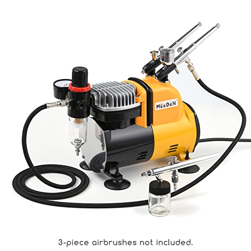 MEEDEN Airbrush Compressor Kit - 1/5 HP Quiet Air Compressor for Model Painting with 6 Feet Hose - color: Single - Yellow
