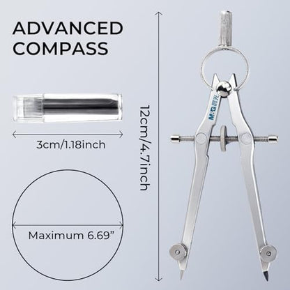 M&G Professional Metal Geometry Compass, 6.69 Inch Maximum Diameter Compass Geometry Tool, Lockable Distance Includes Extra Lead, Ideal for Drafting & Drawing - style: Classic