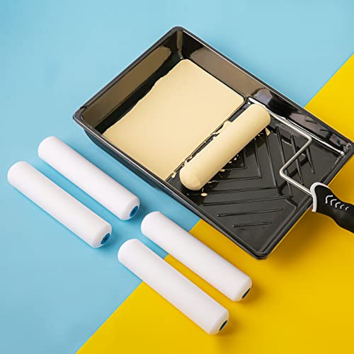Mister Rui Paint Roller Kit, 16 Pack, 6 Inch Foam Paint Roller Set | Complete Mini Paint Kit with High-Density Foam Rollers, Brush and Sturdy Tray. Ideal for Walls, Trim and DIY Projects