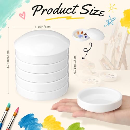 4 Sets Ceramic Watercolor Palette 5 Layers Stackable Porcelain Paint Mixing Trays with Lids Round Watercolor Mixing Palette Dish Bowls for Artist Gouache Pigment Chinese Ink (3.15 x 3.74 in) - size: 3.15 x 3.74 in