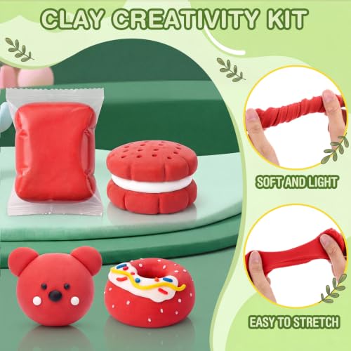 VioraWhite 100 Pcs Air Dry Clay Bulk Modeling Clay for Kids Lightweight Foam Modeling Clays DIY Molding Clays for Kids Adults Crafts Gifts School Project Supplies (Red) - color: Red
