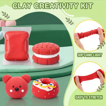 VioraWhite 100 Pcs Air Dry Clay Bulk Modeling Clay for Kids Lightweight Foam Modeling Clays DIY Molding Clays for Kids Adults Crafts Gifts School Project Supplies (Red) - color: Red