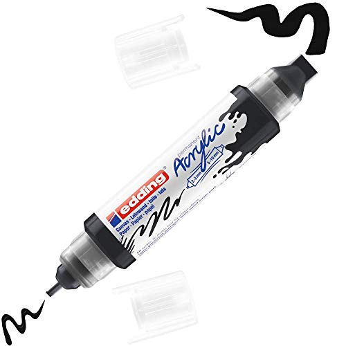 edding 4-5400901 Acrylic 3D Double Liner - Black - 1 Acrylic Colour Tube - 2 nozzles 2-3,5-10mm - Acrylic Paints for Canvas, Painting Boards and Wood - Waterproof acrylics in Artist-Quality Colours - color: Black Mat