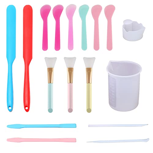 Silicone Stir Sticks Kit, 17PCS Silicone Stirring Tool, Epoxy Resin Brush and Measuring Cups, Silicone Mixing Cups Spoon, Resin Supplies for Paint DIY Crafts Glitter Tumbler | High Quality Silicone, BPA Free, 17 Pieces, Brushes Spatulas Sticks Spoons, 100