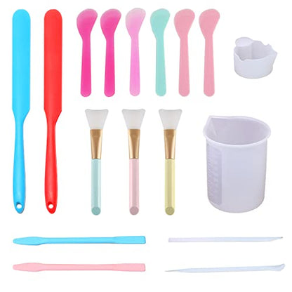 Silicone Stir Sticks Kit, 17PCS Silicone Stirring Tool, Epoxy Resin Brush and Measuring Cups, Silicone Mixing Cups Spoon, Resin Supplies for Paint DIY Crafts Glitter Tumbler | High Quality Silicone, BPA Free, 17 Pieces, Brushes Spatulas Sticks Spoons, 100