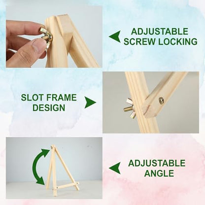 8 Pack Tabletop Wooden Easels, 11.8 in Adjustable Foldable Art Stand | Compact Folding Design, Adjustable Angle, For Kids, Students, Displays, Photos, Crafts And Small Canvas