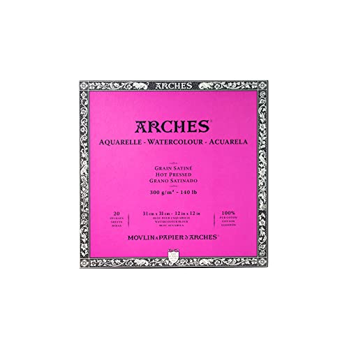Arches Watercolor Paper Block, Hot Press, 12" x 12", 140 pound - size: 12"x12", style: Hot Press