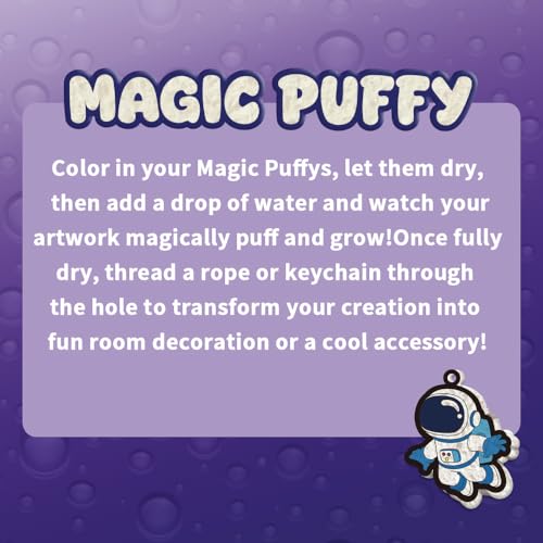 MZYTOZA Magic Foam Texture Painting Kit - 3D Art Craft Aqua Magic Puffs Paint Kit, 15 Mess-Free Paint by Number Craft for Kids (Space and Planets) - color: Purple Space and Planets