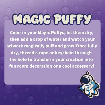 MZYTOZA Magic Foam Texture Painting Kit - 3D Art Craft Aqua Magic Puffs Paint Kit, 15 Mess-Free Paint by Number Craft for Kids (Space and Planets) - color: Purple Space and Planets