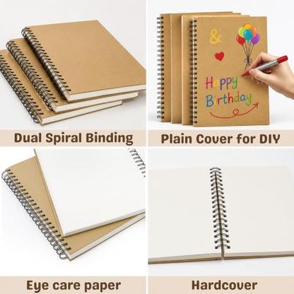 ZEAYEA 3 Pack 8.5 x 11 Inch Spiral Sketchbook, Hardcover Blank Notebook Journal, 60 Sheets/ 120 Pages Per Book, 160gsm Thick Paper, Unlined Sketch Pads for Drawing Painting Art Office Journal Refills