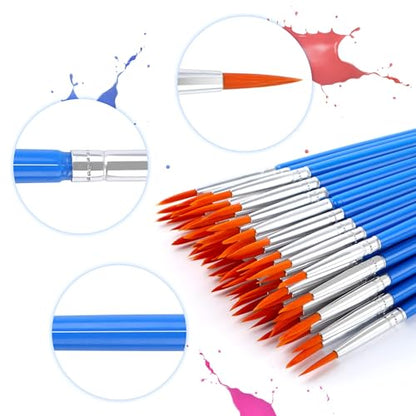 60 Pcs Round Paint Brushes Bulk, Small Paint Brush for Painting | Shed-Free Nylon Bristles, Fine Detail Painting, School Classroom Arts Crafts, Crafts Face Painting - style: Round Brushes