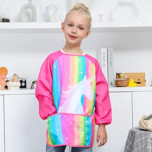 Sylfairy Art Smock For Kids Waterproof Artist Painting Smocks Toddler Painting Apron - color: Rainbow