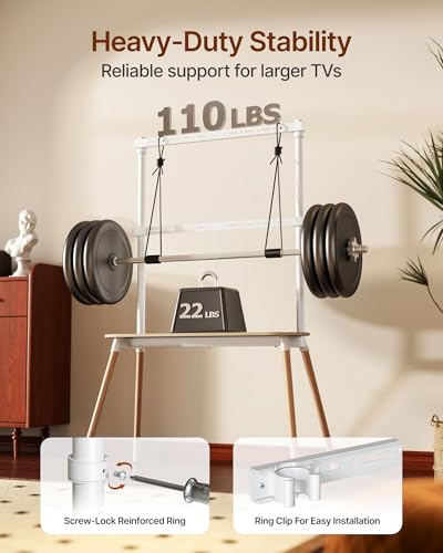 4-Leg Easel TV Stand for 49-86" TVs, 110 lbs, White - color: White, size: 49–86 Inch TVs