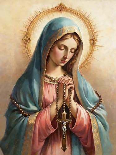 GMETNIC Diamond Art Kits for Adults- The Virgin Mary Diamond Painting Kits for Adults Beginners, 5D DIY Full Drill Round Rhinestone Gem Art Crafts Paintings for Home Wall Decor 12"x16" - color: Praying Madonna