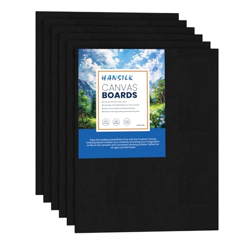 Black Canvases for Painting pk 8 * 10 Pre Primed 100% Cotton White Blank Canvas Boards for PaintingPaint Canvas Panels for Acrylic Oil Watercolor Tempera Paints (Black, 8 * 10) - color: black, size: 8x10