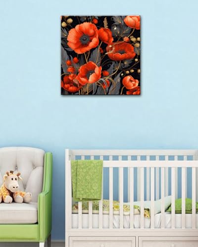 Blissroot Framed Paint by Numbers Kit for Adults Beginner&Kids Ages 8-12, 10x10inch Poppies Paint by Numbers with Frame,Small Poppy Flower Paint by Number Framed Canvas (Without Easel) - color: BR003F, size: 10"x10"