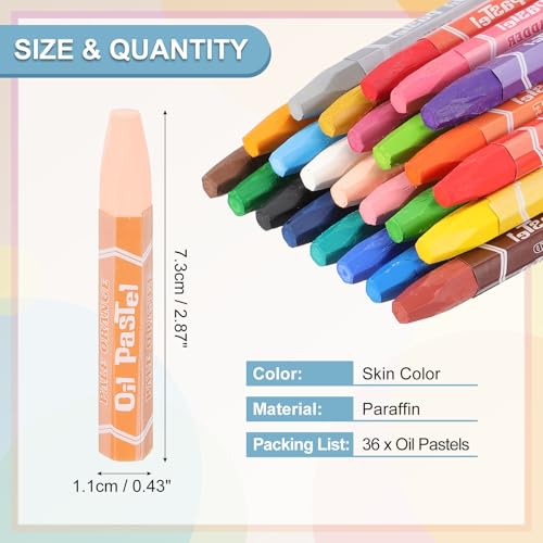 PATIKIL Skin Color Oil Pastels, 36Pcs Soft Oil Crayons Pastels Stick Vibrant and Creamy Art Supplies Bulk for Artists Beginners Art Painting Drawing Blending Graffiti Gallery - color: Skin Color